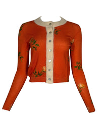 IN BED WITH YOU ROSE CARDIGAN WITH ANGORA TRIM - ORANGE