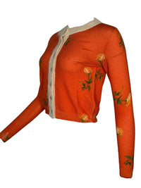 IN BED WITH YOU ROSE CARDIGAN WITH ANGORA TRIM - ORANGE