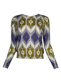 IN BED WITH YOU IKAT V-NECK SWEATER - PURPLE/MUSTARD