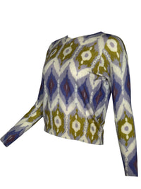 IN BED WITH YOU IKAT V-NECK SWEATER - PURPLE/MUSTARD