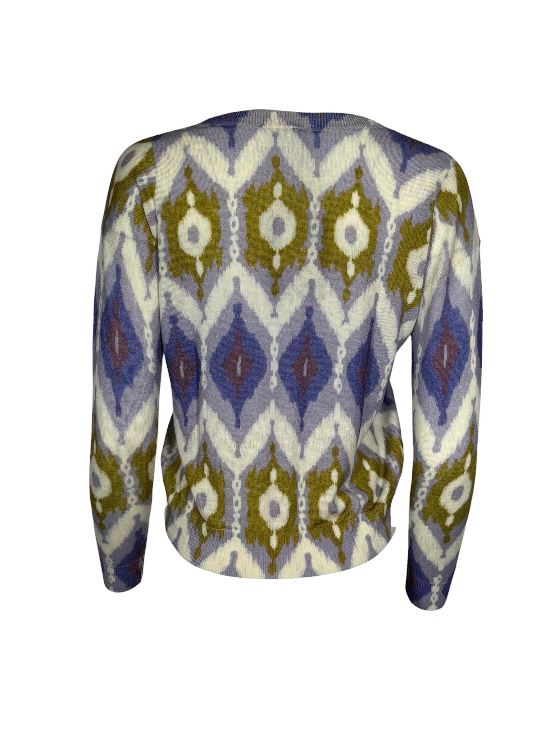IN BED WITH YOU IKAT V-NECK SWEATER - PURPLE/MUSTARD