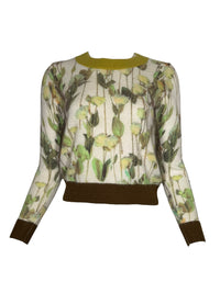 IN BED WITH YOU WHITE ROSES CREW SWEATER - CREAM