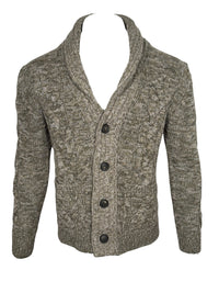 SETTEFILI CASHMERE - MEN'S CABLE SHAWL CARDIGAN - MOSS MIX