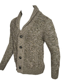 SETTEFILI CASHMERE - MEN'S CABLE SHAWL CARDIGAN - MOSS MIX