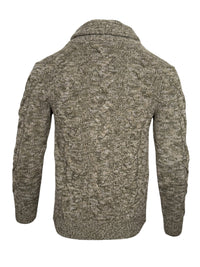 SETTEFILI CASHMERE - MEN'S CABLE SHAWL CARDIGAN - MOSS MIX