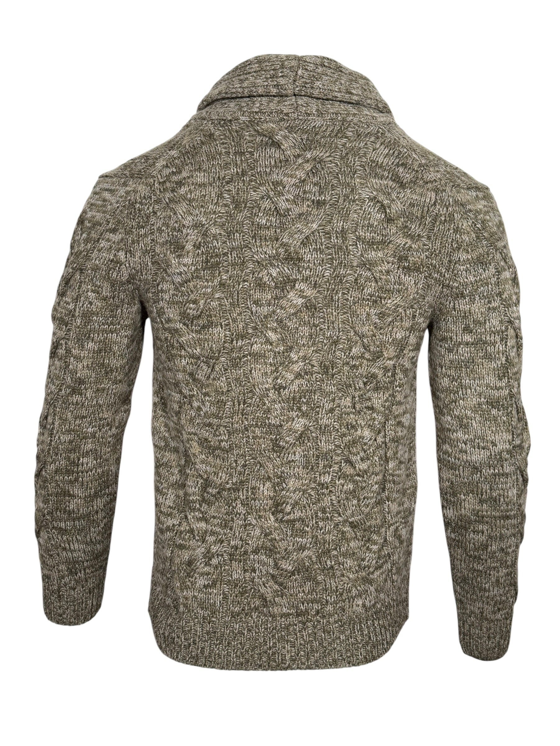 SETTEFILI CASHMERE - MEN'S CABLE SHAWL CARDIGAN - MOSS MIX