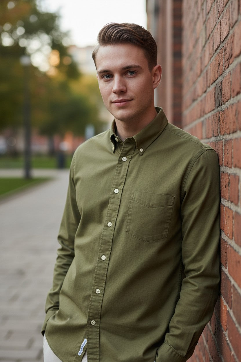 INGRAM SPORT SHIRT - SOLID OLIVE GREEN