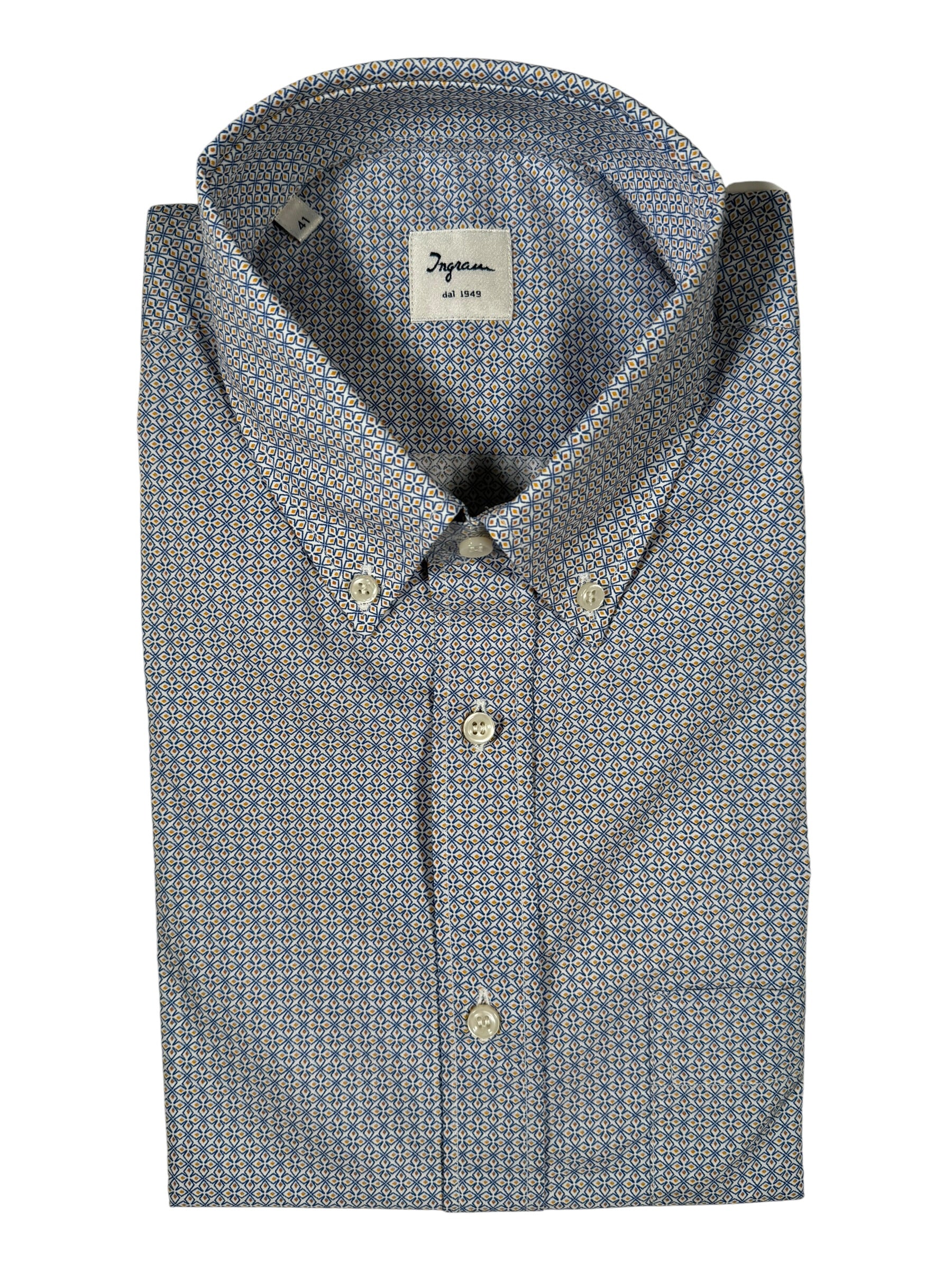 INGRAM SPORT SHIRT - BLUE/YELLOW DIAMOND NEAT