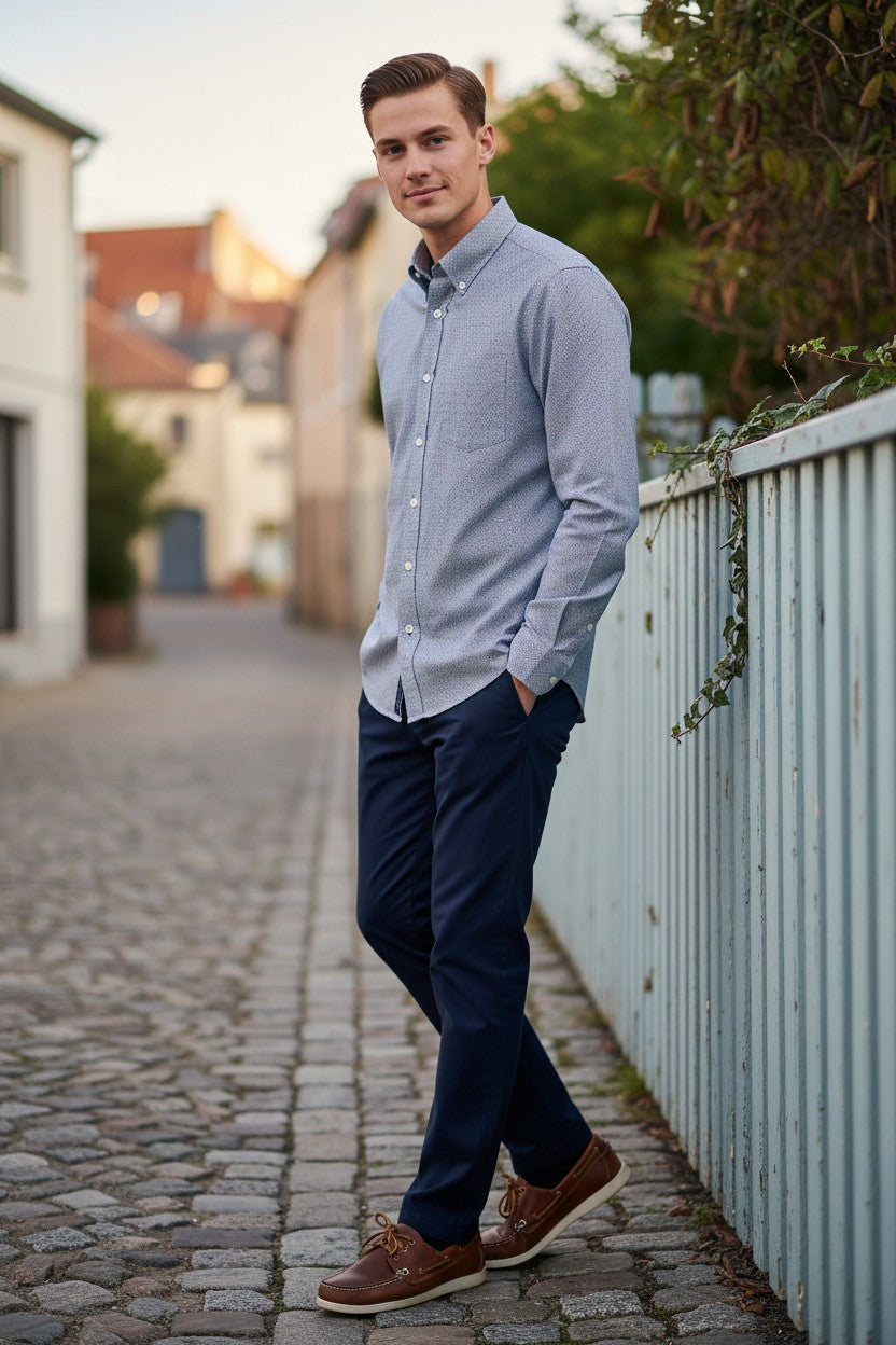 INGRAM SPORT SHIRT - BLUE/YELLOW DIAMOND NEAT