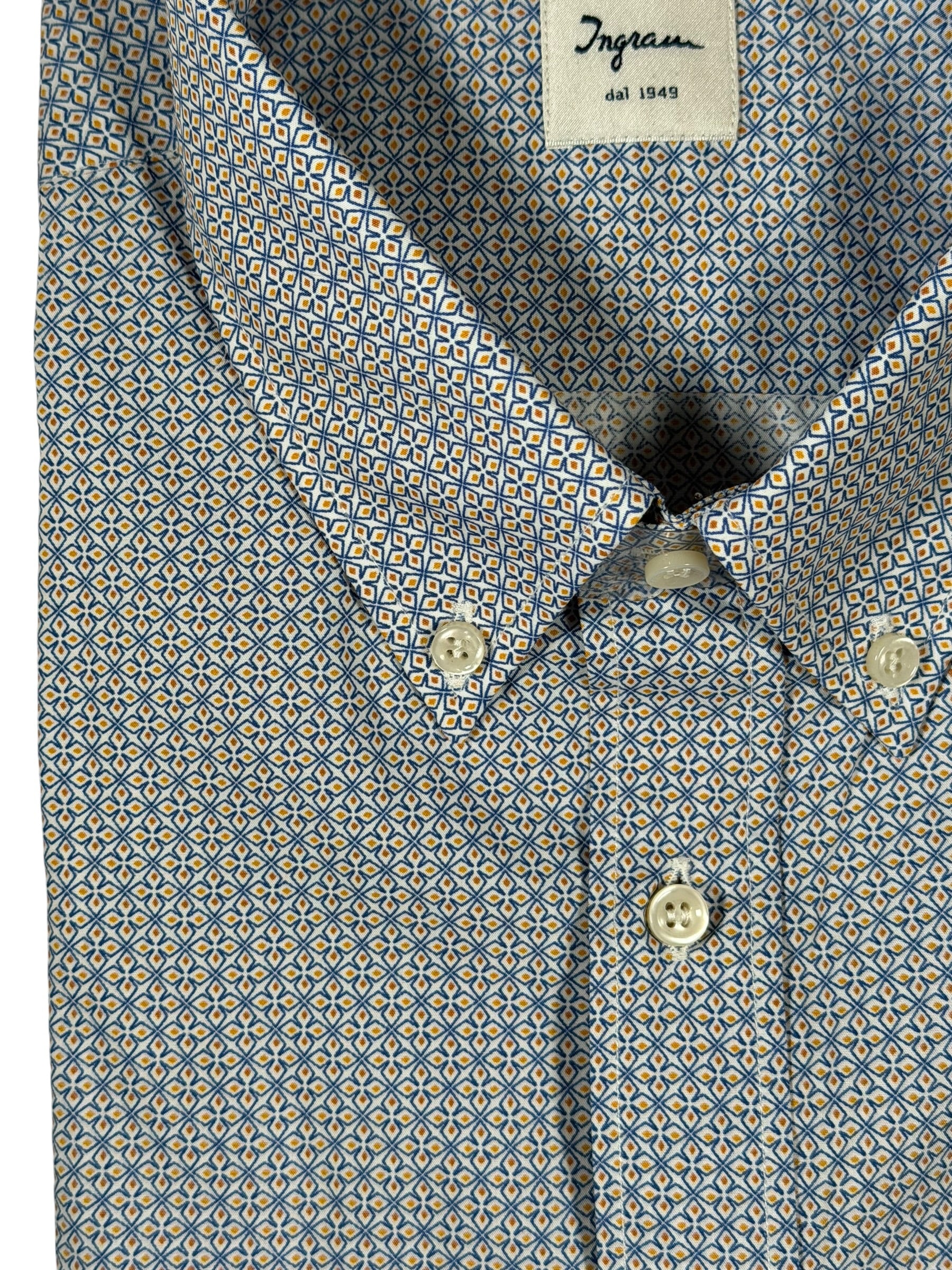 INGRAM SPORT SHIRT - BLUE/YELLOW DIAMOND NEAT