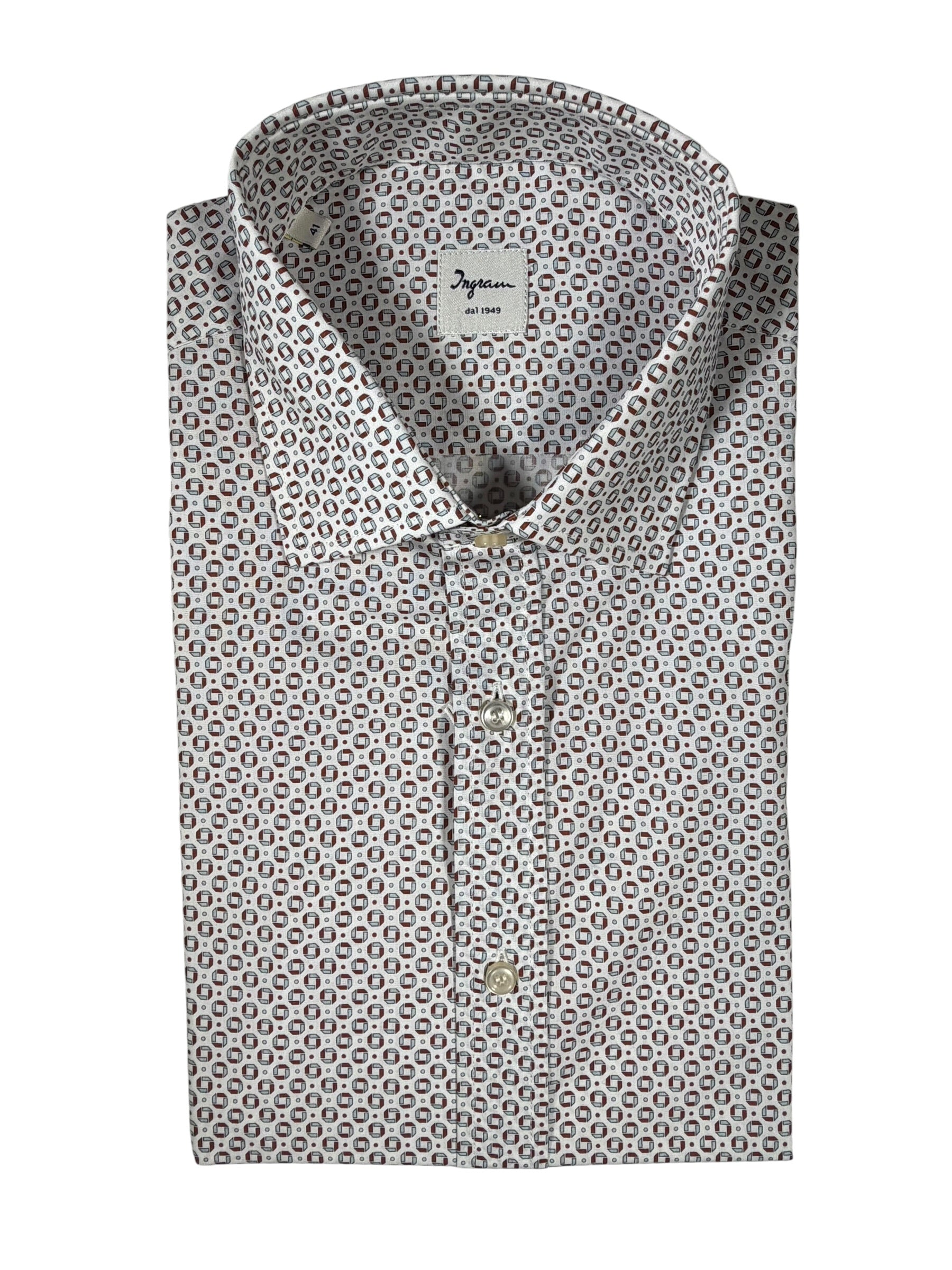 INGRAM SPORT SHIRT - LIGHT BLUE/BURGUNDY NEAT