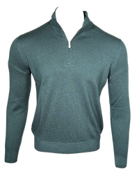 BUTTON DOWN VINTAGE 1/4 ZIP SWEATER - BOTTLE GREEN