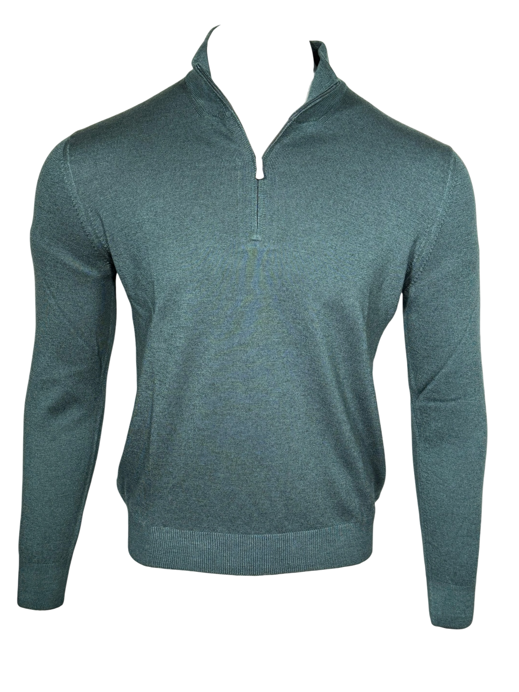 BUTTON DOWN VINTAGE 1/4 ZIP SWEATER - BOTTLE GREEN