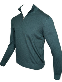 BUTTON DOWN VINTAGE 1/4 ZIP SWEATER - BOTTLE GREEN