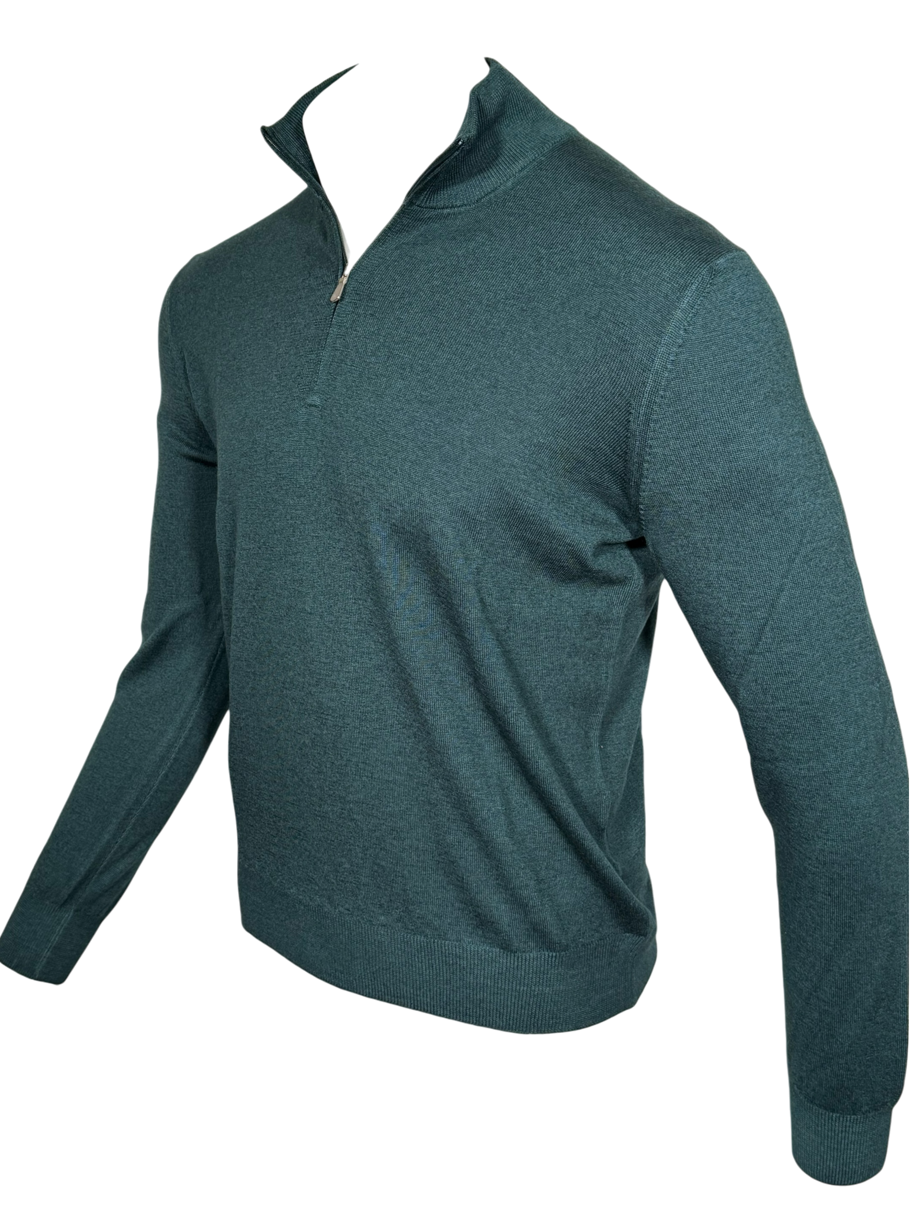 BUTTON DOWN VINTAGE 1/4 ZIP SWEATER - BOTTLE GREEN
