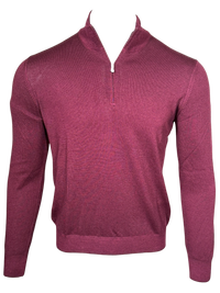 BUTTON DOWN VINTAGE 1/4 ZIP SWEATER - BURGUNDY