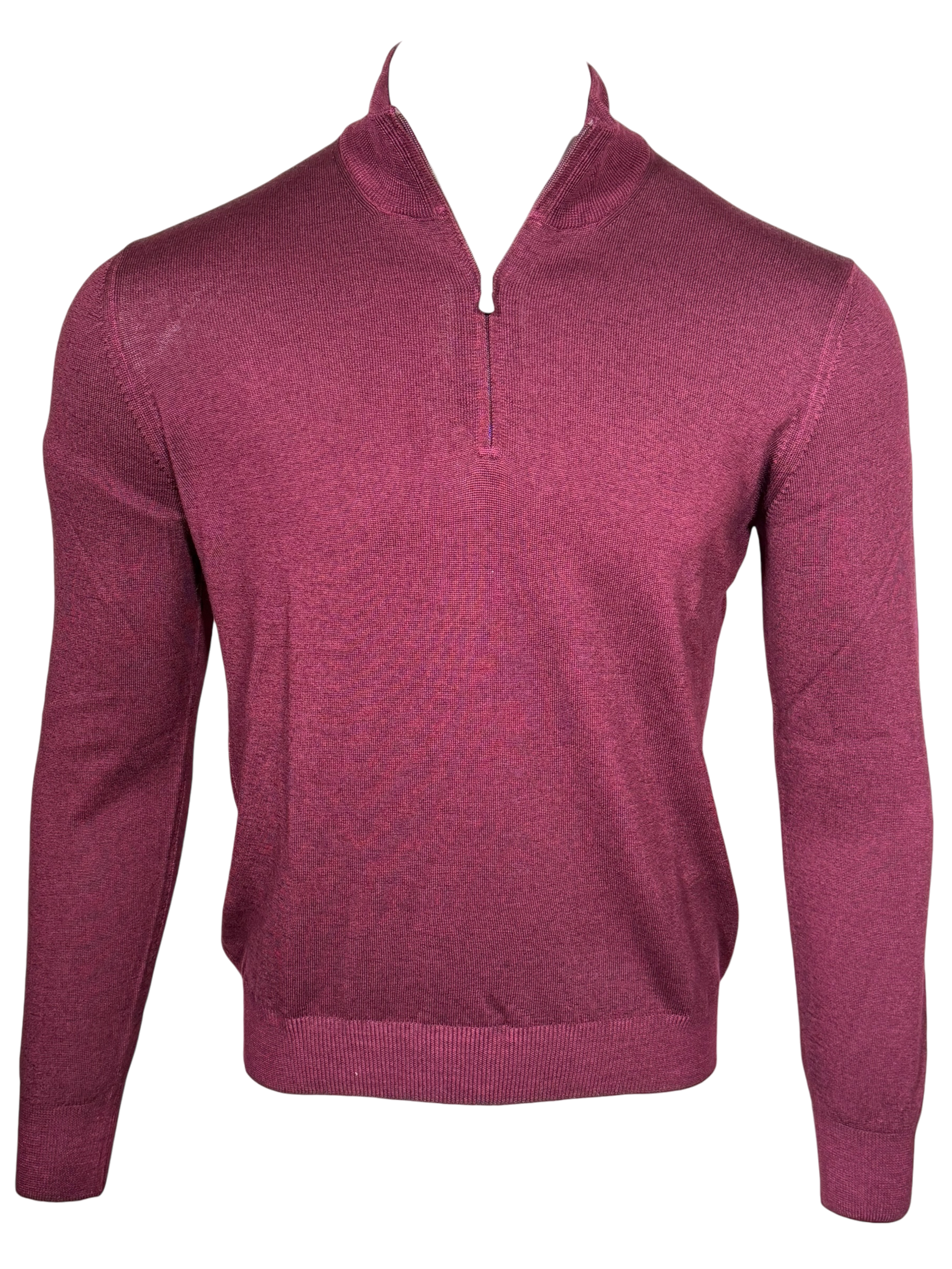 BUTTON DOWN VINTAGE 1/4 ZIP SWEATER - BURGUNDY