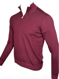 BUTTON DOWN VINTAGE 1/4 ZIP SWEATER - BURGUNDY