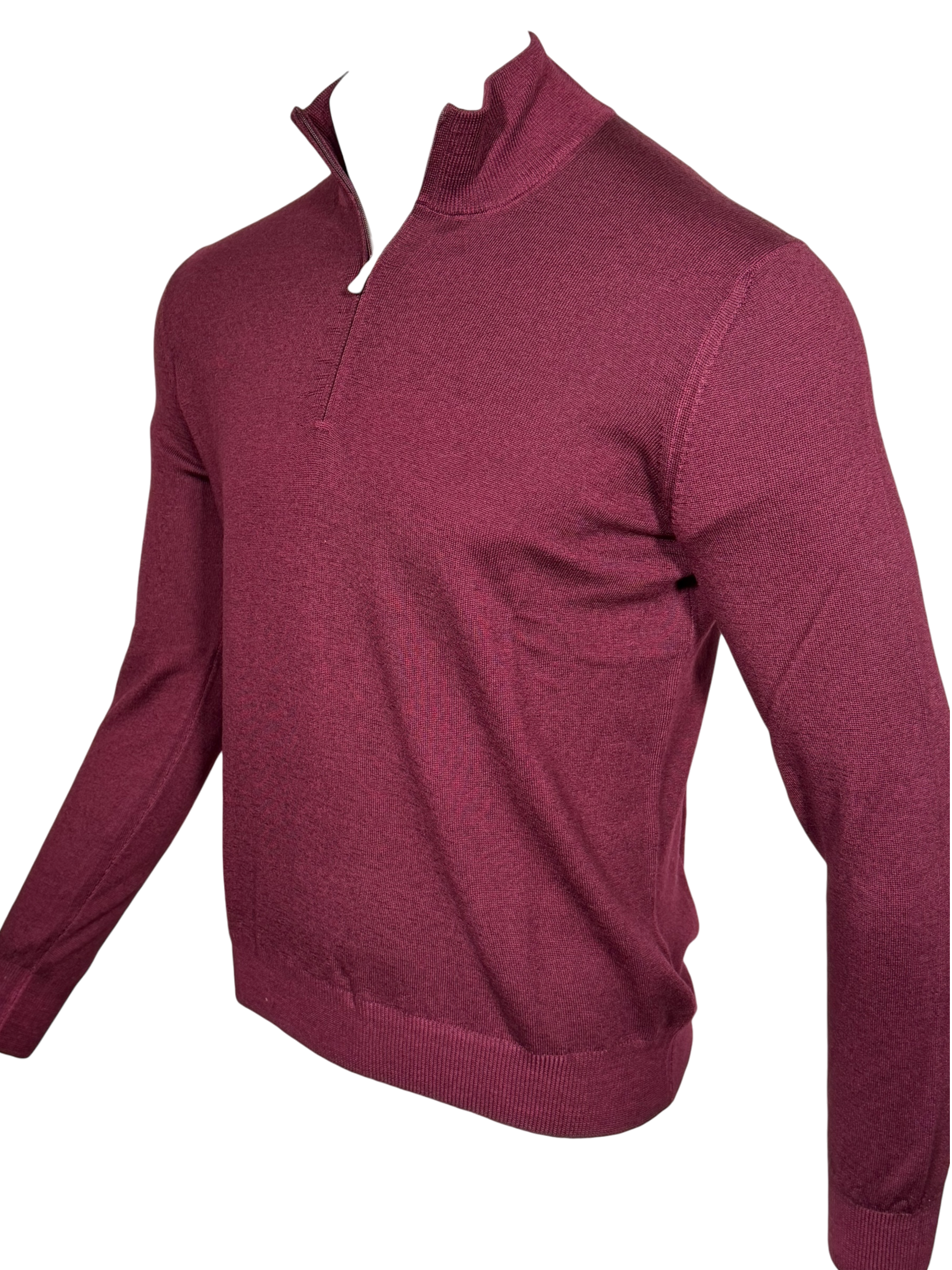 BUTTON DOWN VINTAGE 1/4 ZIP SWEATER - BURGUNDY