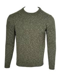 MAURIZIO BALDASSARI - WINTER MOULINE CREW NECK SWEATER - DARK OLIVE