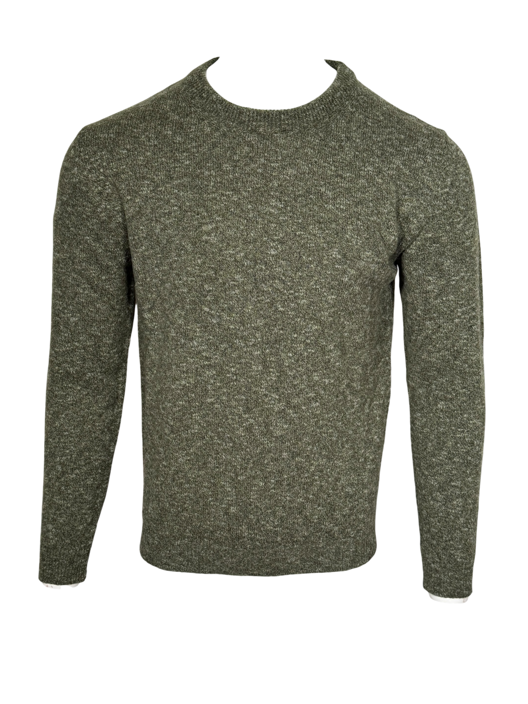 MAURIZIO BALDASSARI - WINTER MOULINE CREW NECK SWEATER - DARK OLIVE