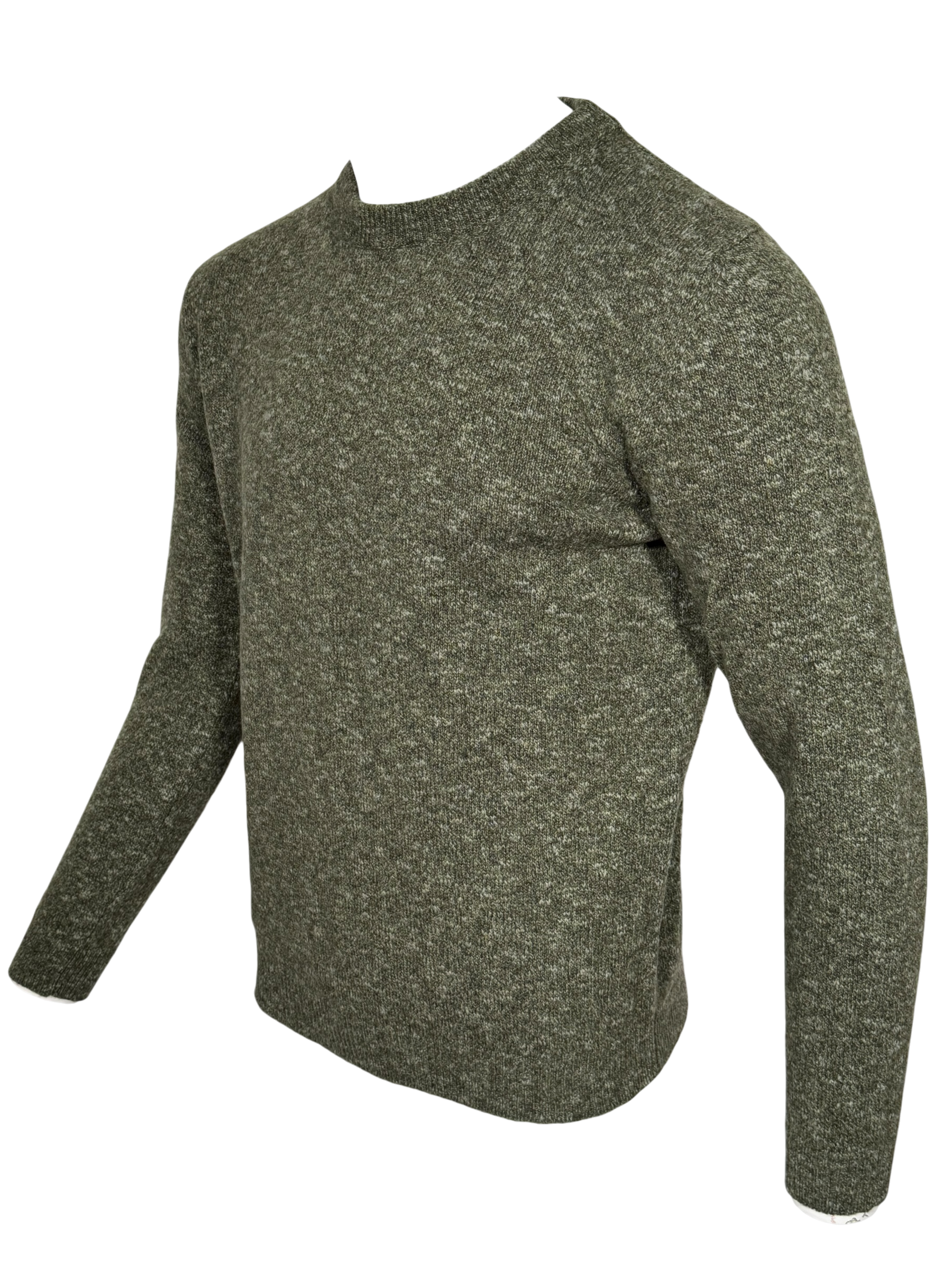 MAURIZIO BALDASSARI - WINTER MOULINE CREW NECK SWEATER - DARK OLIVE