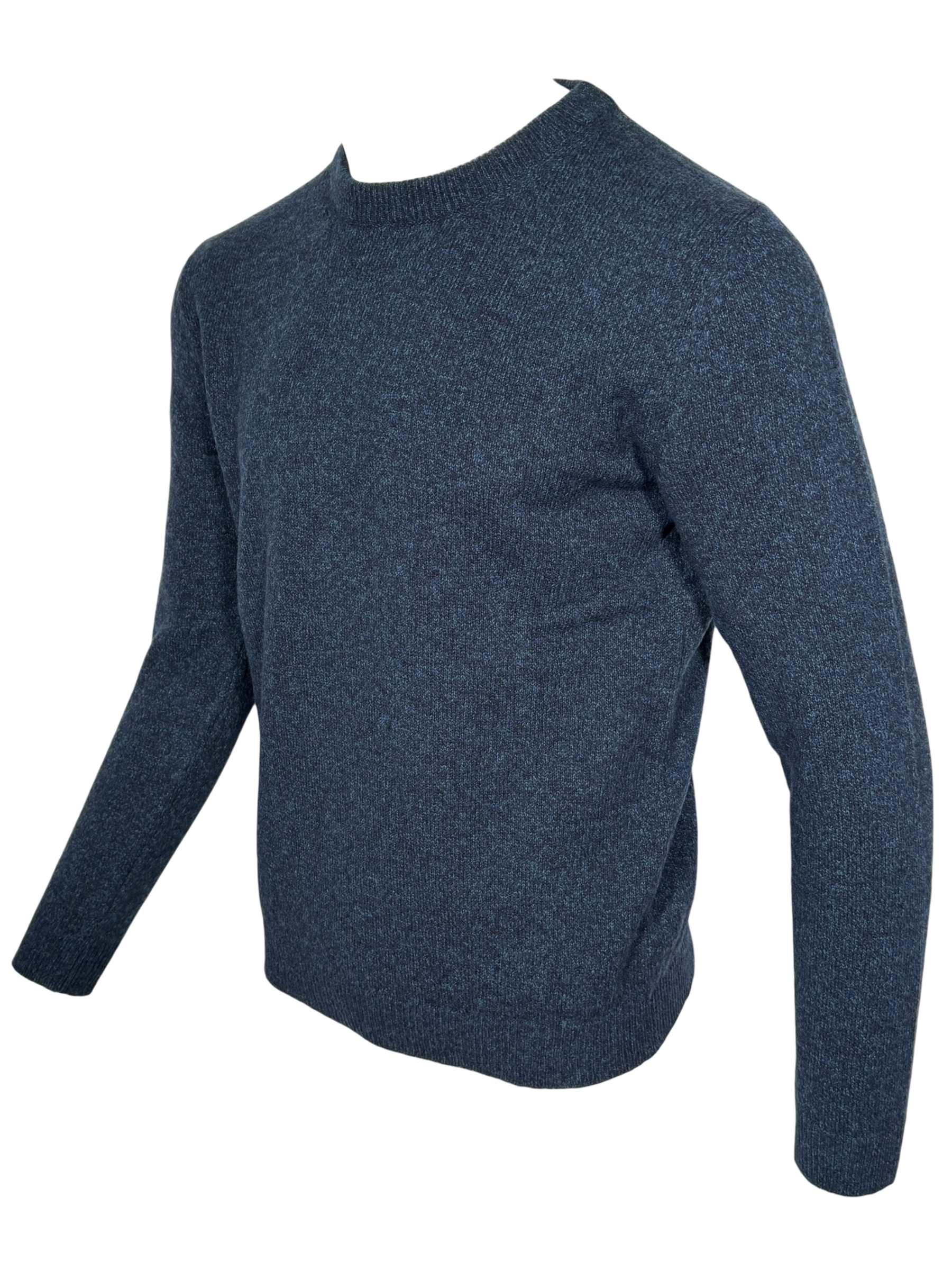 MAURIZIO BALDASSARI - WINTER MOULINE CREW NECK SWEATER - MEDIUM BLUE