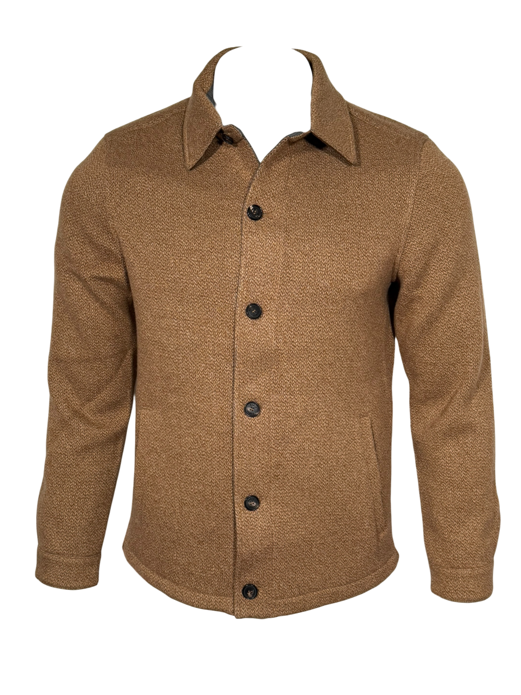 MANTO - KNIT CASHMERE BLEND OVERSHIRT JACKET - CAMEL