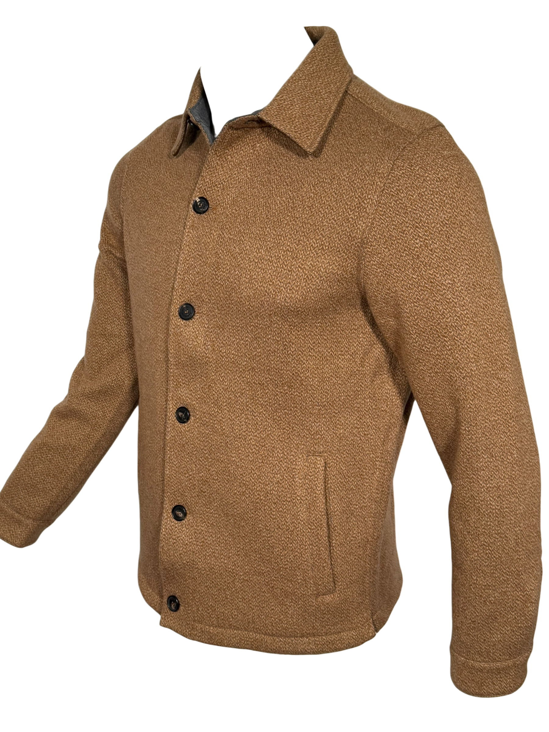 MANTO - KNIT CASHMERE BLEND OVERSHIRT JACKET - CAMEL