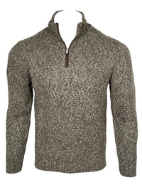 FEDELI WAVE CABLE 1/4 ZIP SWEATER - OLIVE MELANGE