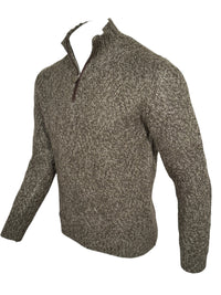 FEDELI WAVE CABLE 1/4 ZIP SWEATER - OLIVE MELANGE