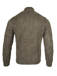 FEDELI WAVE CABLE 1/4 ZIP SWEATER - OLIVE MELANGE