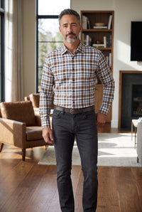 CALDER CARMEL MEN'S SHIRT - LUXURY 80'S 2PLY TWILL EXPLODED PLAID - CADET