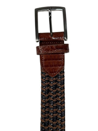 W.KLEINGBERG MIDNIGHT STRETCH BELT - NAVY/BROWN