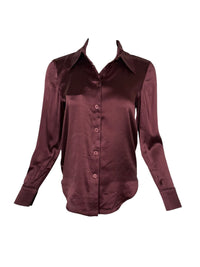 SAND COPENHAGEN STRETCH SILK TOP - BURGUNDY