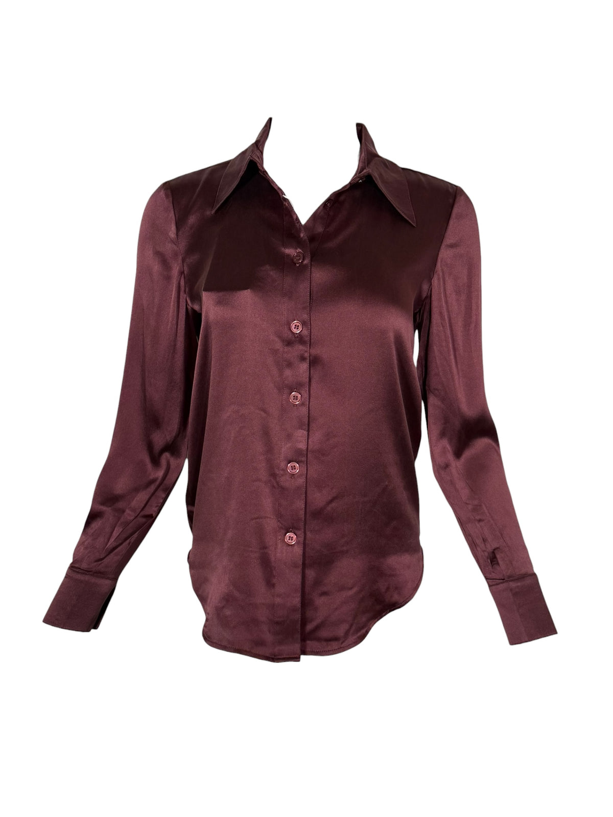 SAND COPENHAGEN STRETCH SILK TOP - BURGUNDY