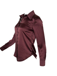 SAND COPENHAGEN STRETCH SILK TOP - BURGUNDY