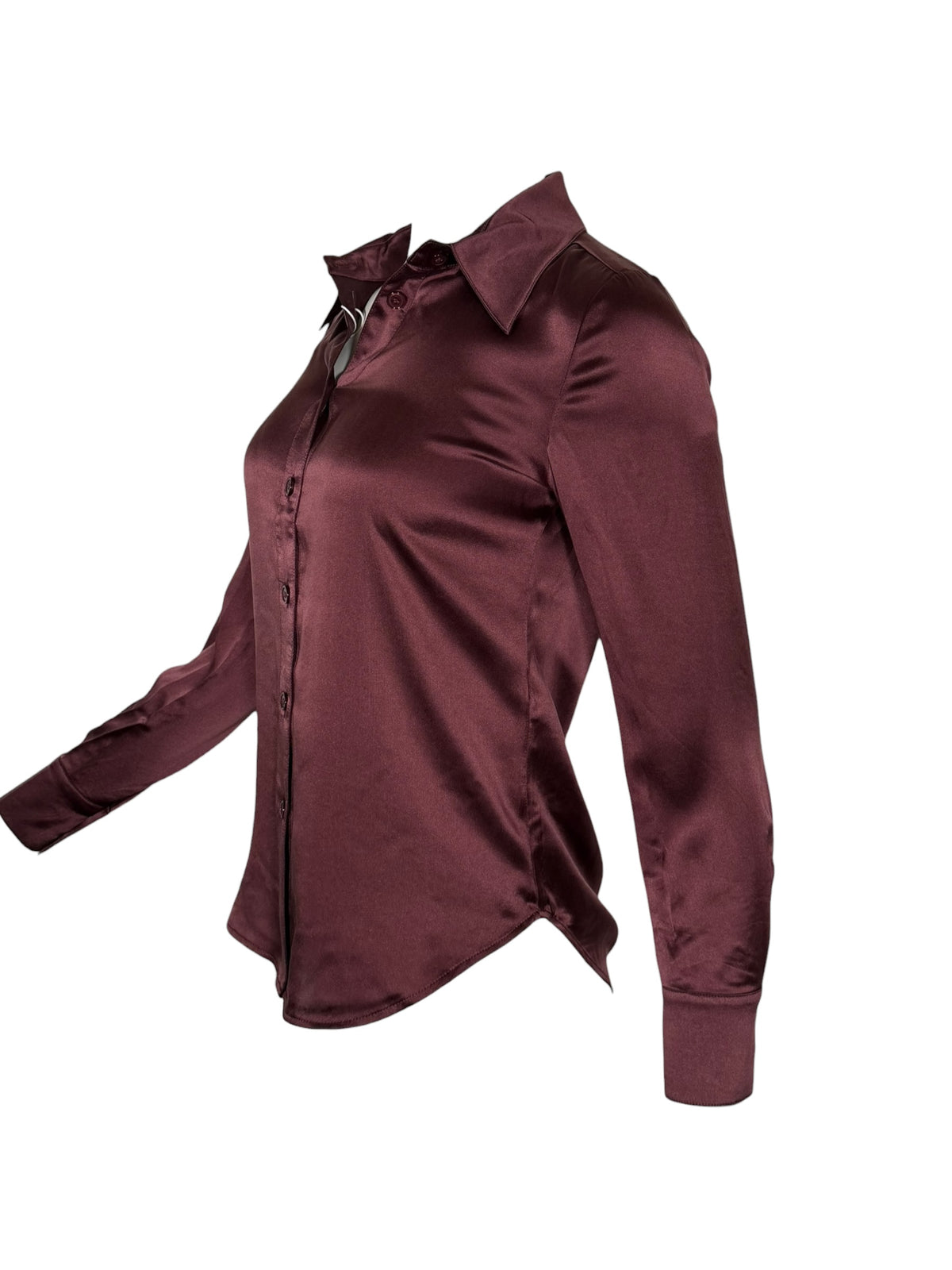 SAND COPENHAGEN STRETCH SILK TOP - BURGUNDY