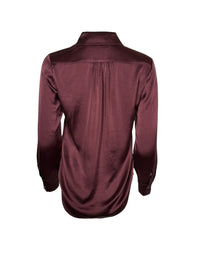 SAND COPENHAGEN STRETCH SILK TOP - BURGUNDY