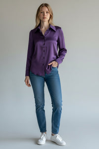 SAND COPENHAGEN STRETCH SILK TOP - ORCHID