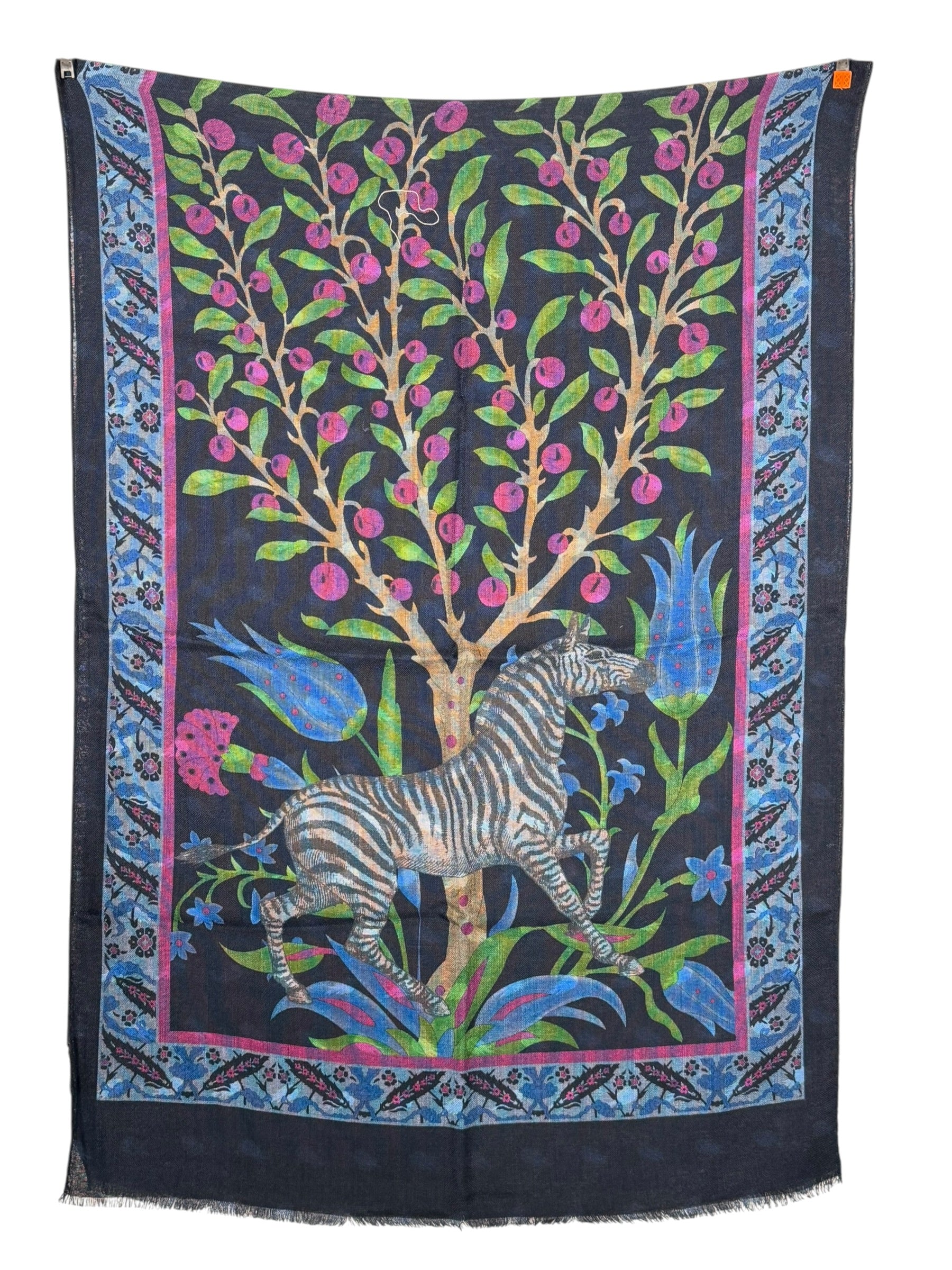 CALABRESE 1924 DOUBLE-SIDED WOOL SCARF - NAVY ZEBRA