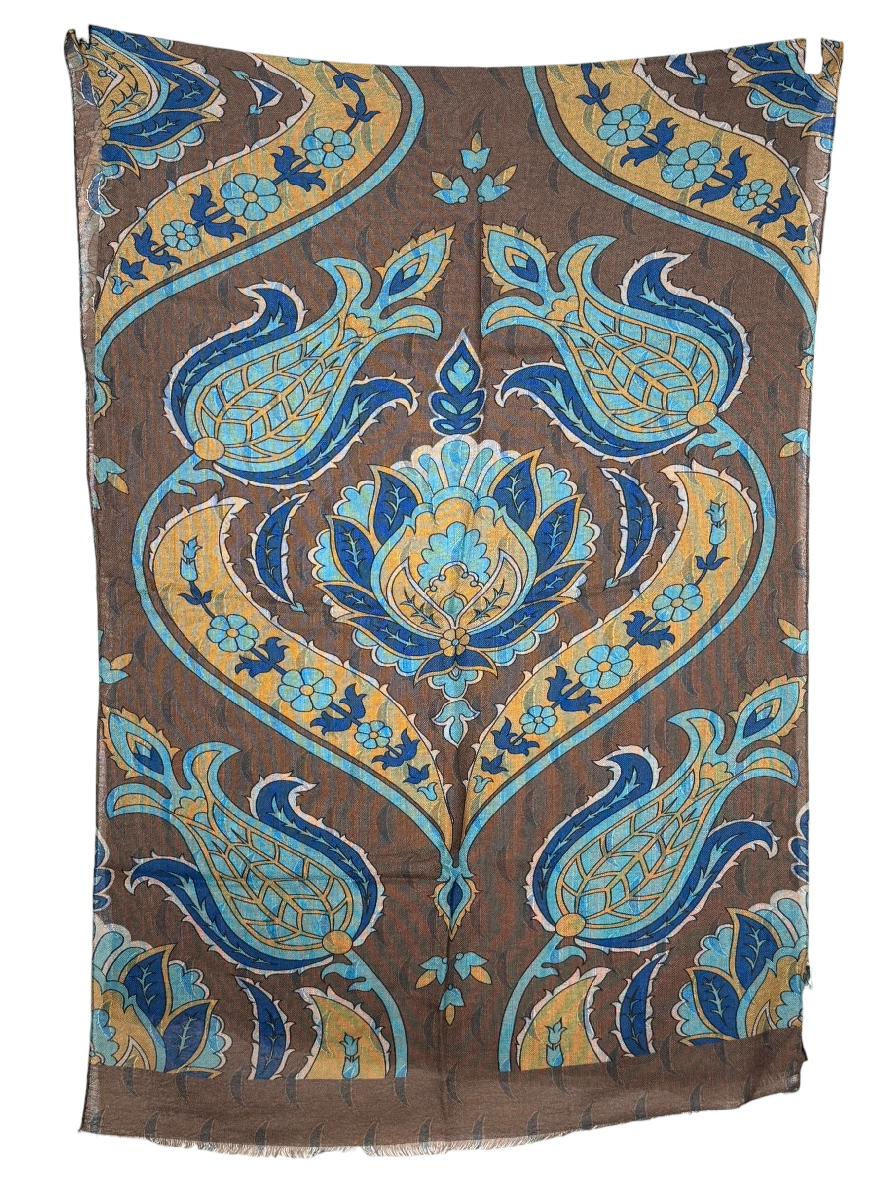 CALABRESE 1924 DOUBLE-SIDED WOOL SCARF - BROWN LOTUS