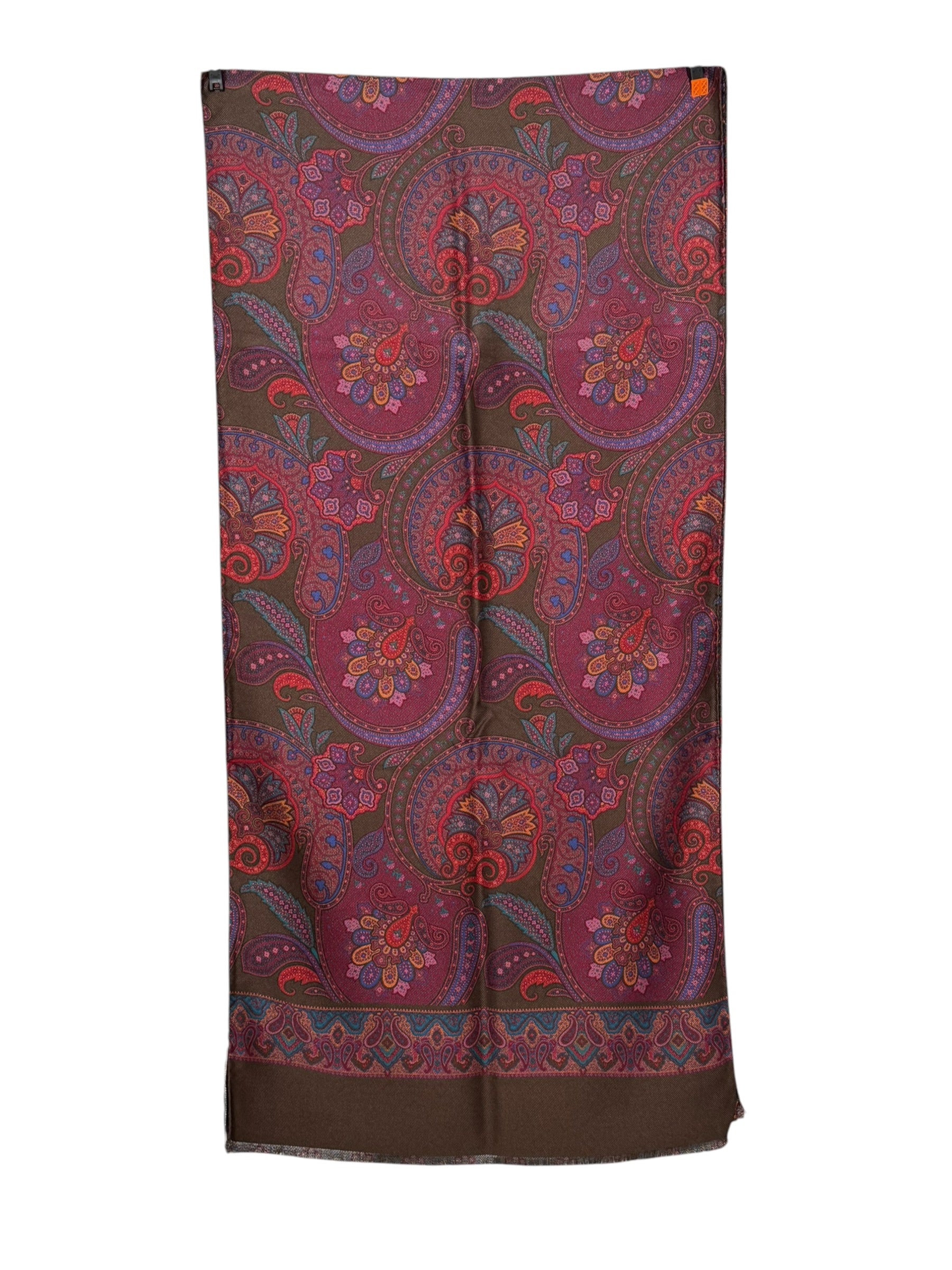 CALABRESE 1924 DOUBLE-SIDED SILK SCARF - RED PAISLEY/MEDALLION