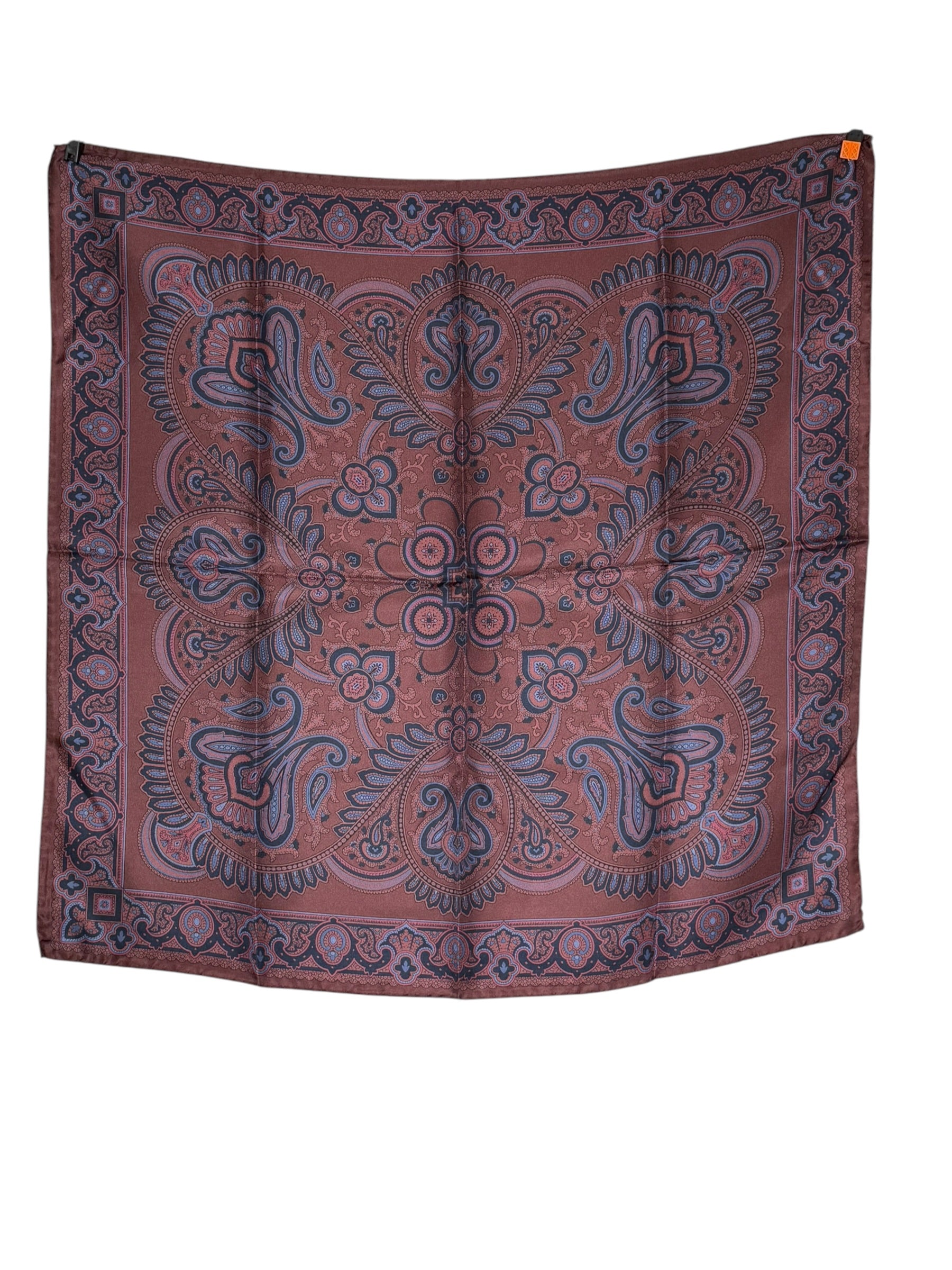 CALABRESE 1924 SILK BANDANA SCARF - BURGUNDY/NAVY PAISLEY