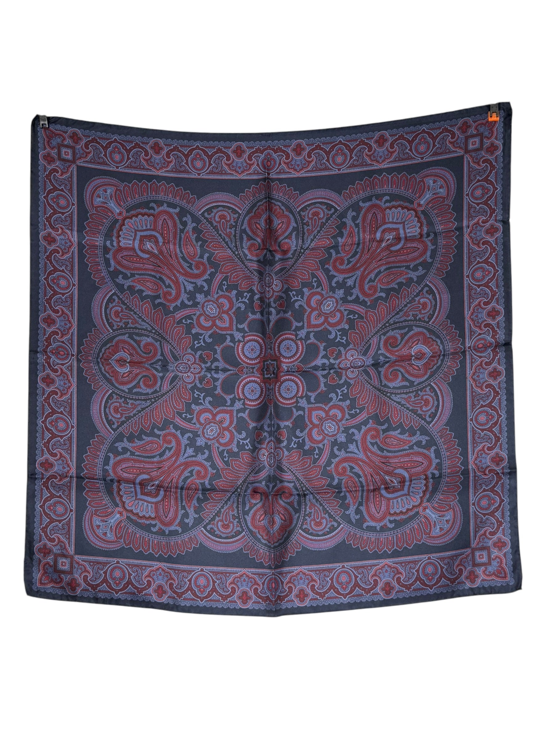 CALABRESE 1924 SILK BANDANA SCARF - NAVY/RED TILE