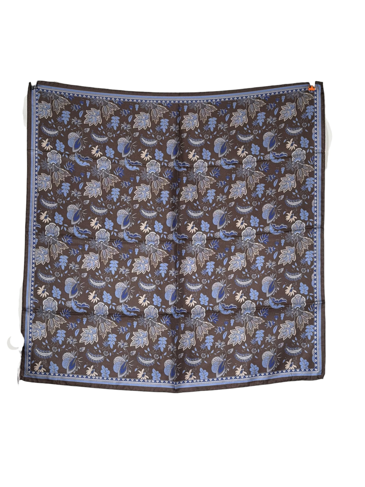 CALABRESE 1924 SILK BANDANA SCARF - BROWN BOTANICAL