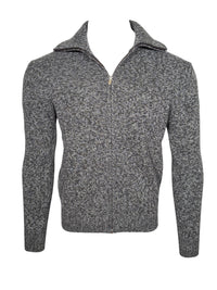 SETTEFILI CASHMERE - MEN'S FULL ZIP HIGH MOCK SWEATER - NAVY MIX
