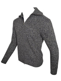 SETTEFILI CASHMERE - MEN'S FULL ZIP HIGH MOCK SWEATER - NAVY MIX