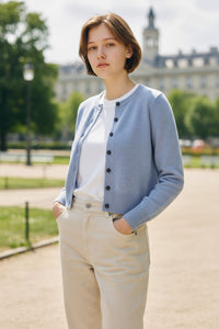 REPEAT CASHMERE CARDIGAN - DUST