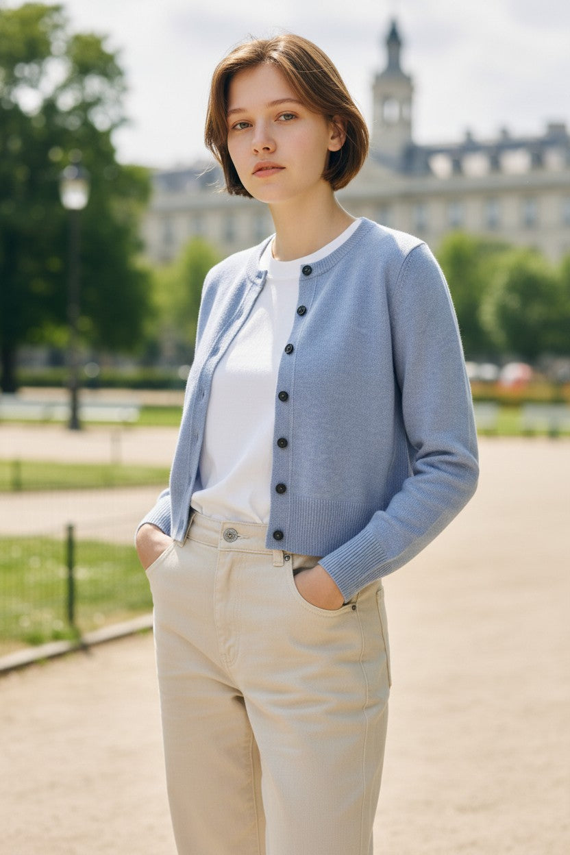 REPEAT CASHMERE CARDIGAN - DUST